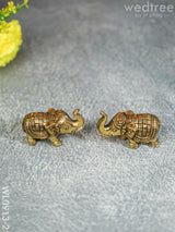 Brass Elephant (Set Of 2) - Black Antique Finish Small Wl0913 - 2 Figurines