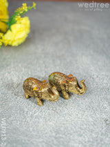 Brass Elephant (Set Of 2) - Black Antique Finish Small Wl0913 - 2 Figurines