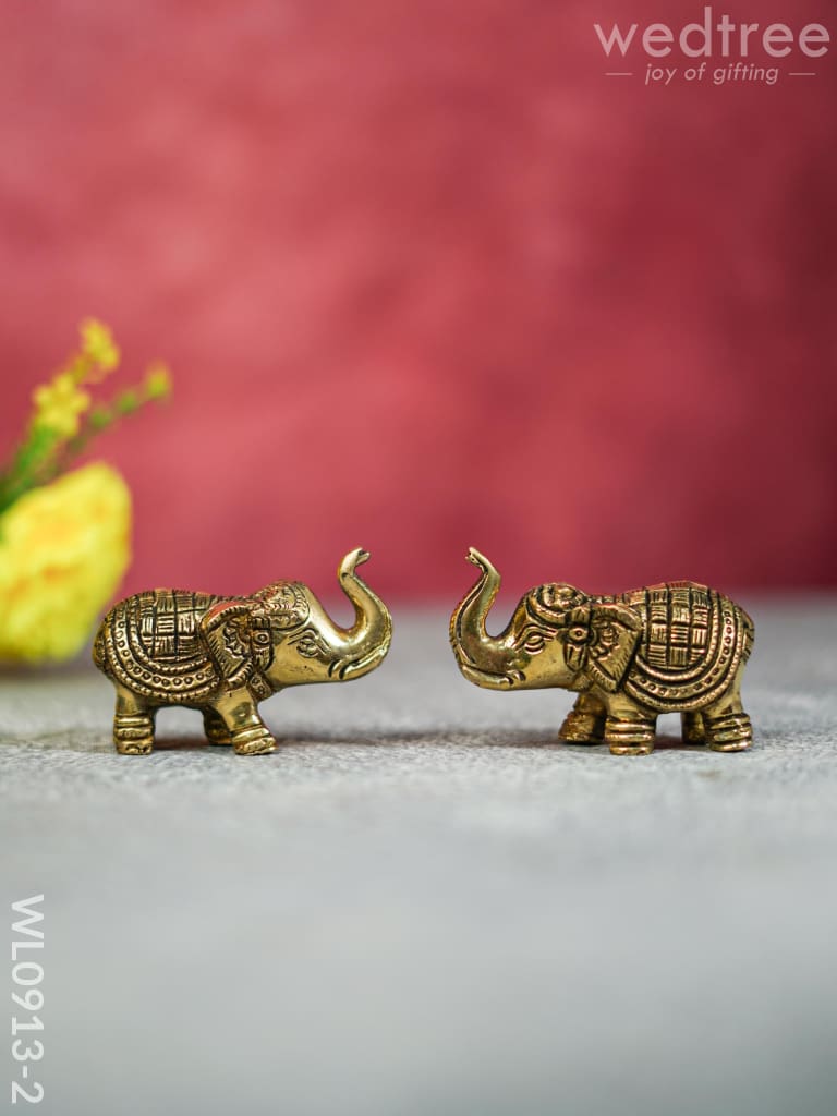 Brass Elephant (Set Of 2) - Black Antique Finish Small Wl0913 - 2 Figurines