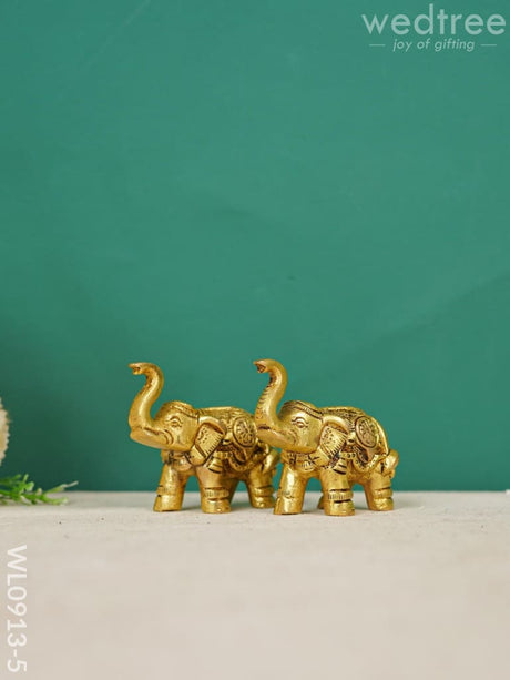 Brass Elephant (Set Of 2) - Gold Antique Finish Wl0913-5 Figurines