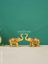 Brass Elephant (Set Of 2) - Gold Antique Finish Wl0913-5 Figurines