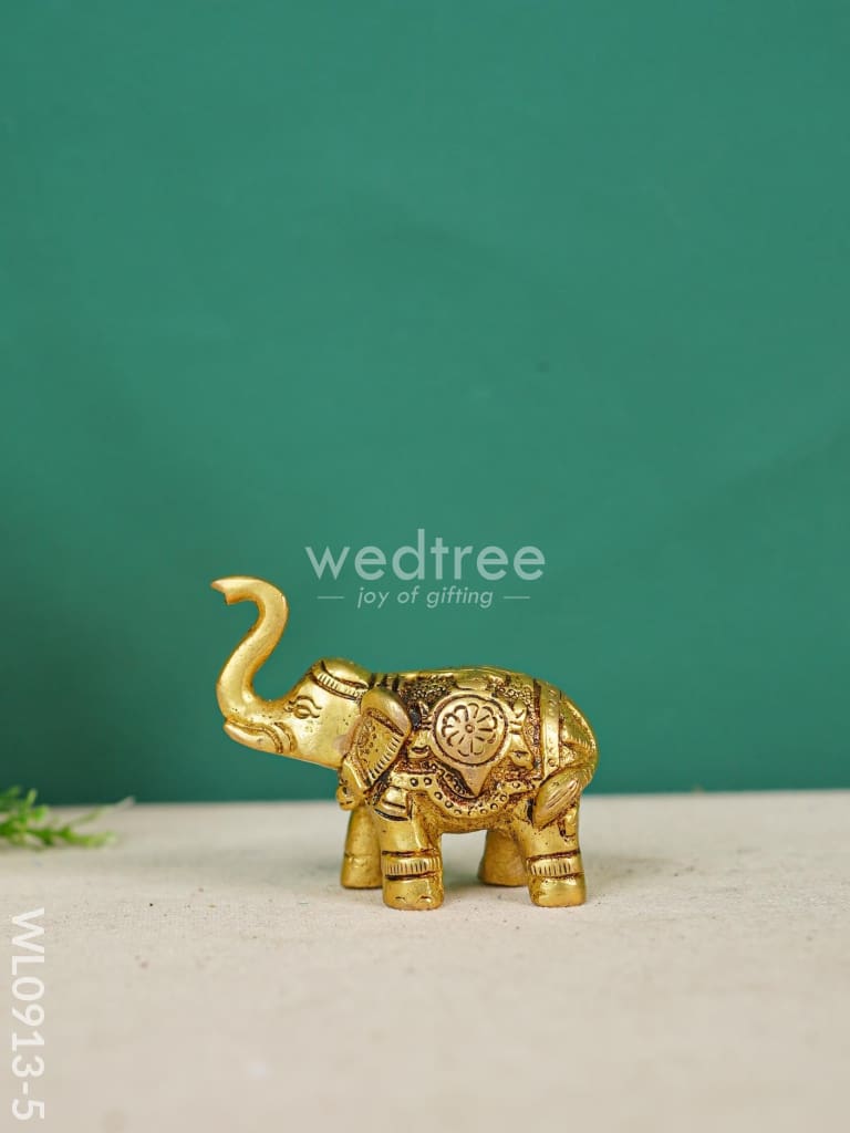 Brass Elephant (Set Of 2) - Gold Antique Finish Wl0913-5 Figurines