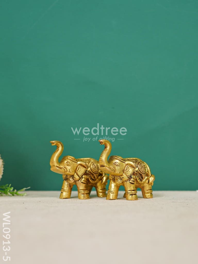 Brass Elephant (Set Of 2) - Gold Antique Finish Wl0913-5 Figurines