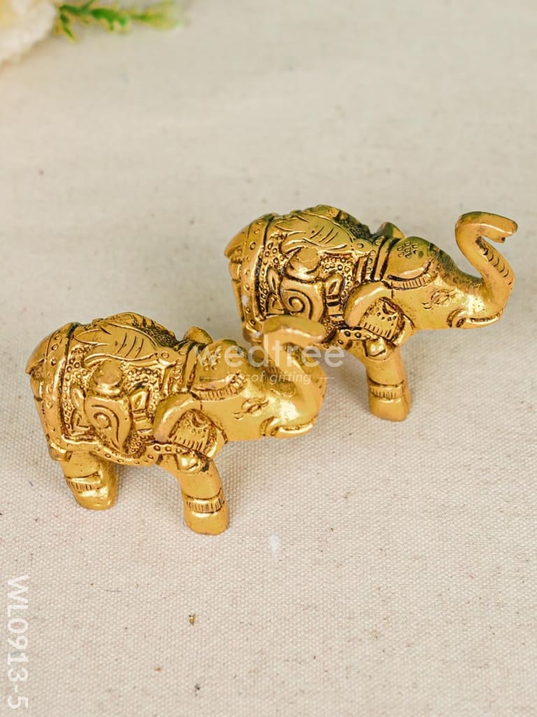 Brass Elephant (Set Of 2) - Gold Antique Finish Wl0913-5 Figurines