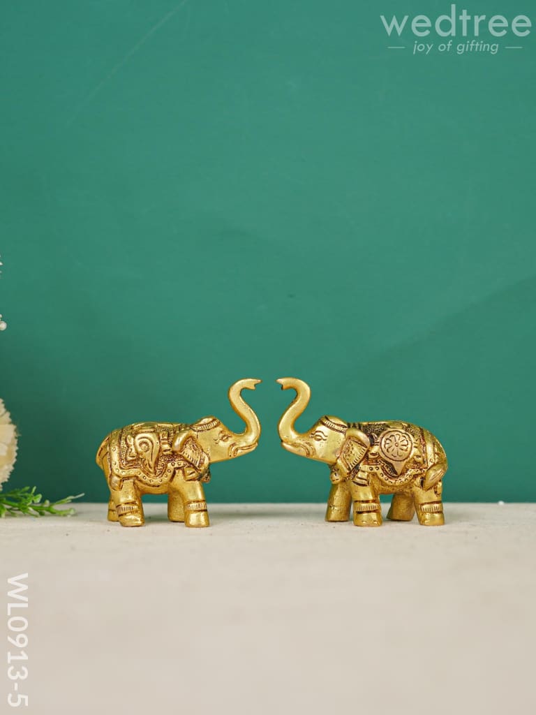 Brass Elephant (Set Of 2) - Gold Antique Finish Wl0913-5 Figurines