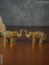 Brass Elephant - Set Of 2 Wl3414 Figurines