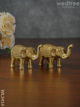 Brass Elephant - Set Of 2 Wl3414 Figurines