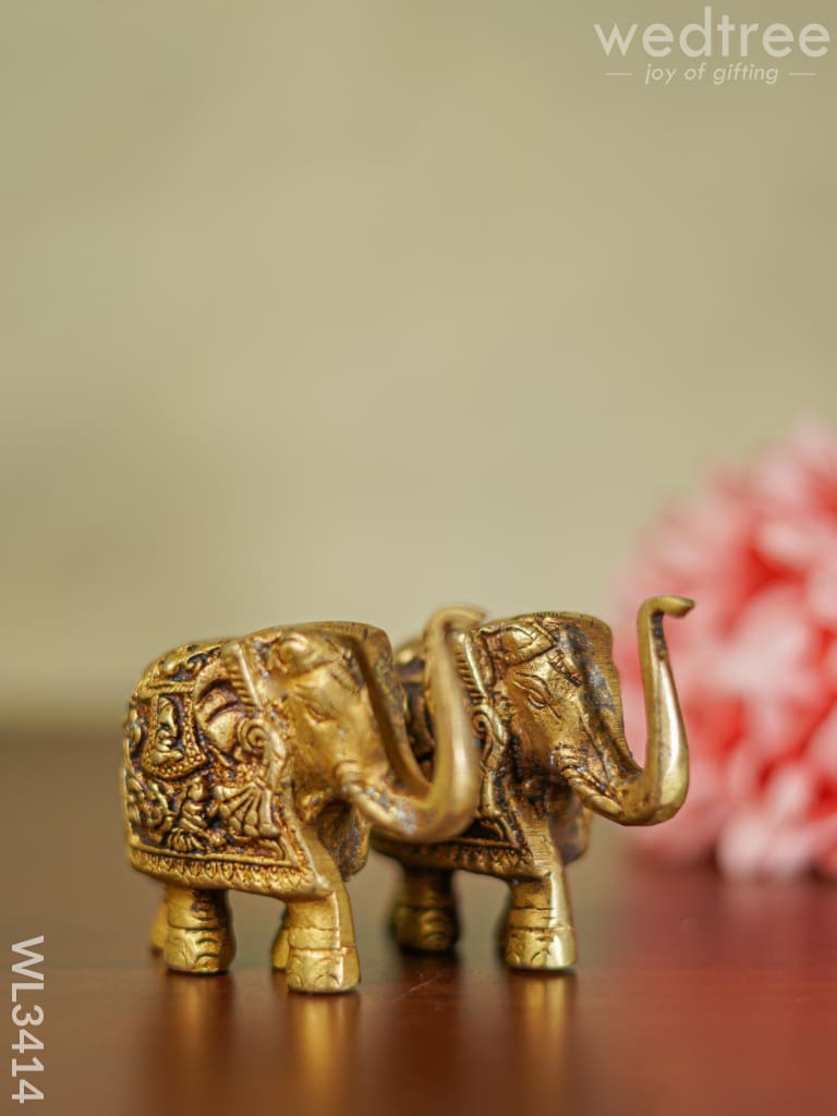 Brass Elephant - Set Of 2 Wl3414 Figurines