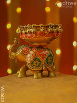 Brass Elephant Urli With Meenakari Finish - Wl3623