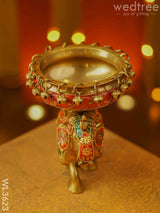 Brass Elephant Urli With Meenakari Finish - Wl3623