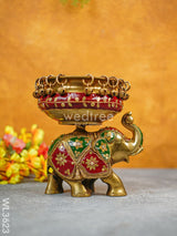 Brass Elephant Urli With Meenakari Finish - Wl3623