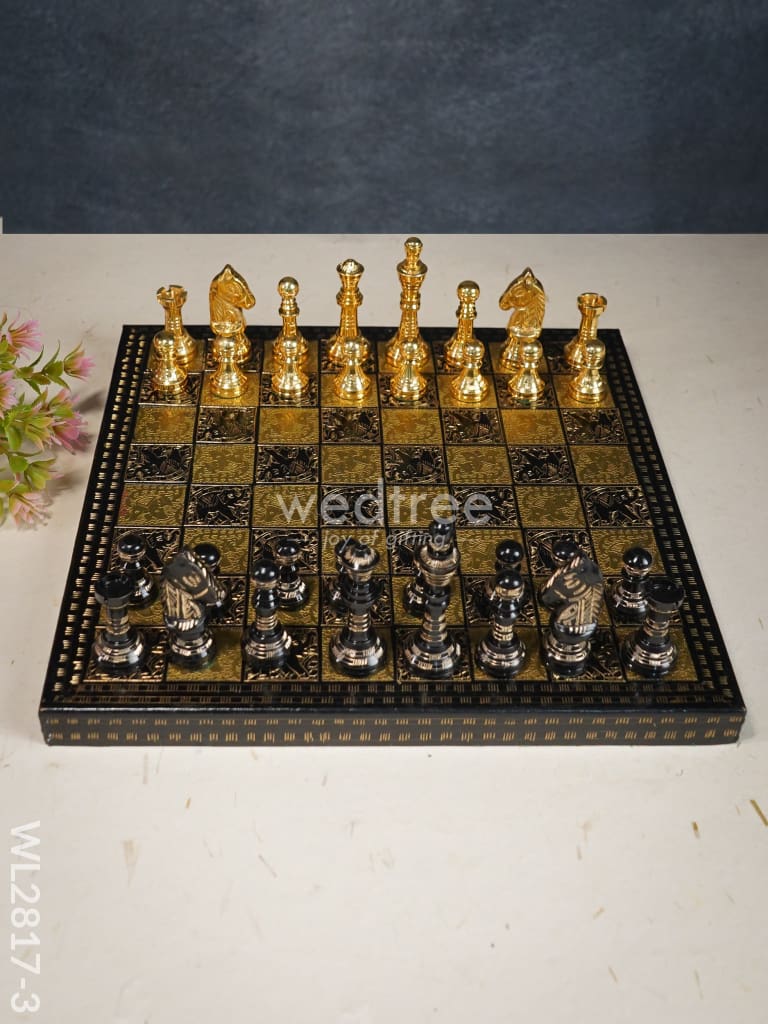 Brass Finish Chess Board - 10X10 Wl2817 & Black ( Elephant ) Utility