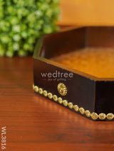 Brass Fitted Hexagon Shape Tray - 13 Inch Wl3816 Wooden Trays