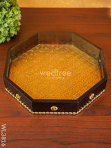 Brass Fitted Hexagon Shape Tray - 13 Inch Wl3816 Wooden Trays