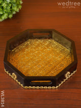 Brass Fitted Hexagon Shape Tray - 9 Inch Wl3814 Wooden Trays