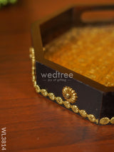 Brass Fitted Hexagon Shape Tray - 9 Inch Wl3814 Wooden Trays