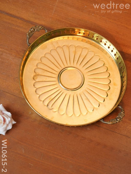 Brass Floral Designed Tray - Wl0615 10Inches Utility