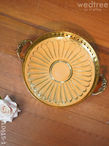 Brass Floral Designed Tray - Wl0615 8.5Inches Utility