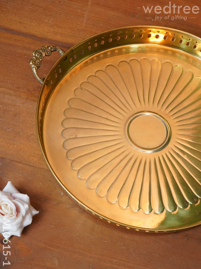 Brass Floral Designed Tray - Wl0615 Utility