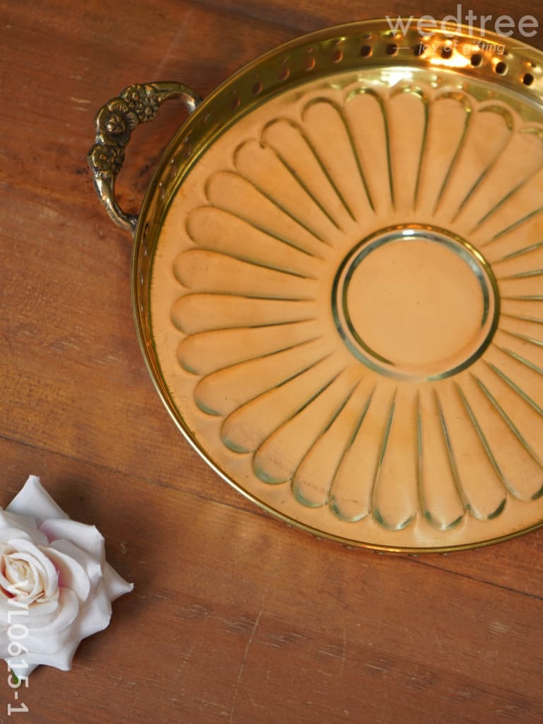 Brass Floral Designed Tray - Wl0615 Utility