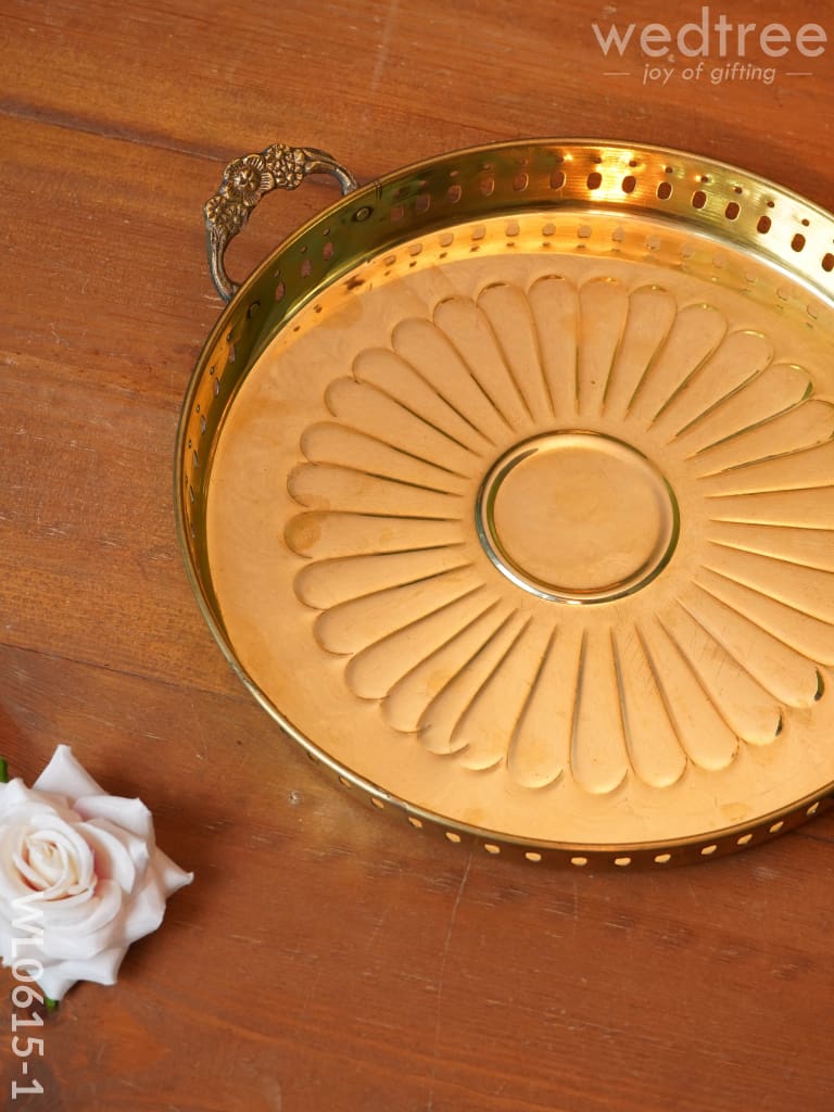 Brass Floral Designed Tray - Wl0615 Utility