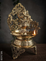 Brass Ganesh Diya With Peacock Design (Black Antique Finish) - Wl1638