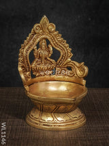 Brass Ganesh Lakshmi Diya With Round Base - Brown Antique Finish Wl1146