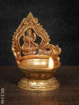 Brass Ganesh Lakshmi Diya With Round Base - Brown Antique Finish Wl1146