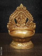 Brass Ganesh Lakshmi Diya With Round Base - Brown Antique Finish Wl1146