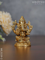 Brass Ganesh Lakshmi Idol - Brown Antique Finish Set Of 2 Wl3159-2 Figurines