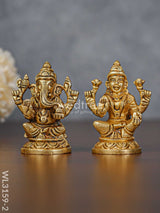 Brass Ganesh Lakshmi Idol - Brown Antique Finish Set Of 2 Wl3159-2 Figurines