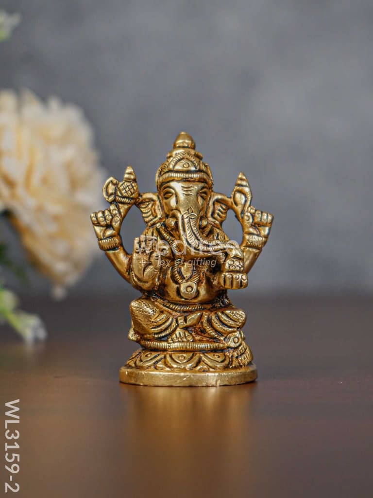 Brass Ganesh Lakshmi Idol - Brown Antique Finish Set Of 2 Wl3159-2 Figurines