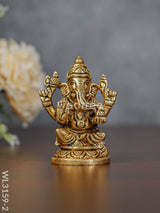 Brass Ganesh Lakshmi Idol - Brown Antique Finish Set Of 2 Wl3159-2 Figurines