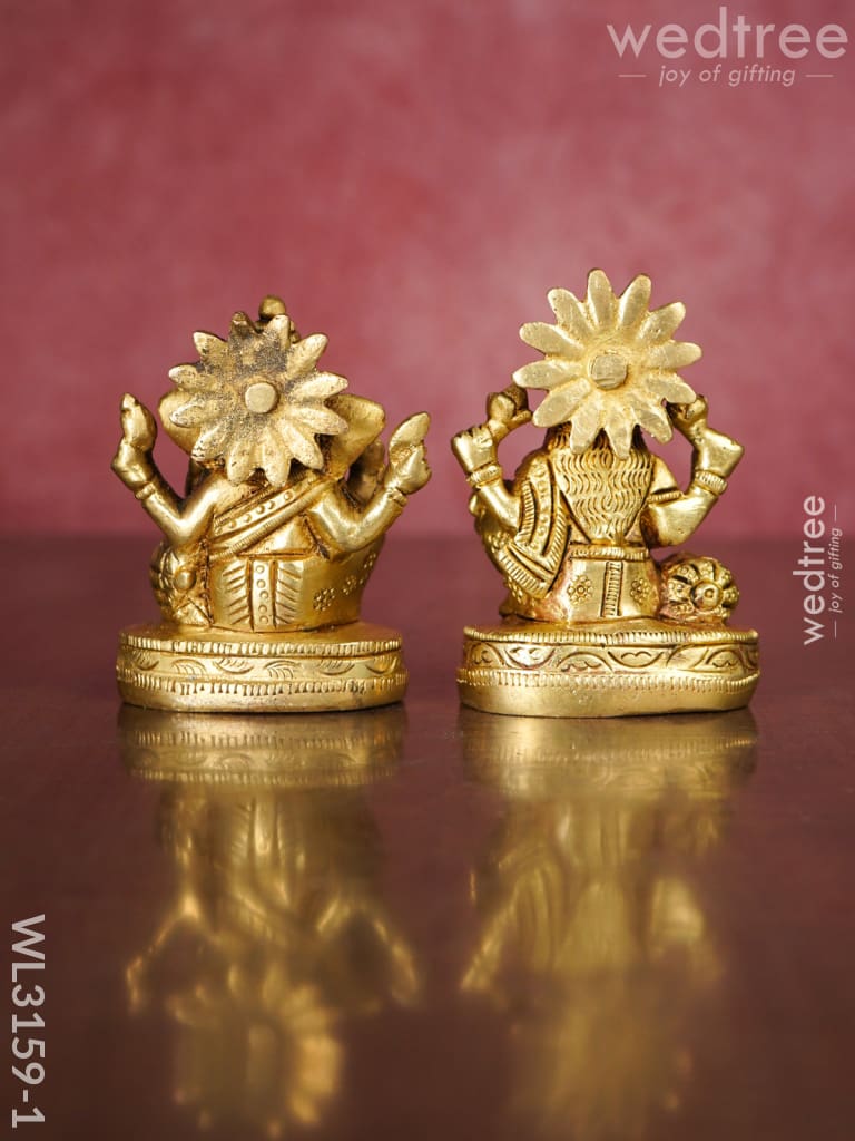 Brass Ganesh Lakshmi Idol - Set Of 2 Wl3159 Figurines