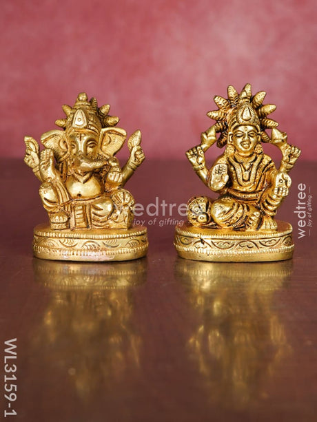 Brass Ganesh Lakshmi Idol - Set Of 2 Wl3159 Figurines