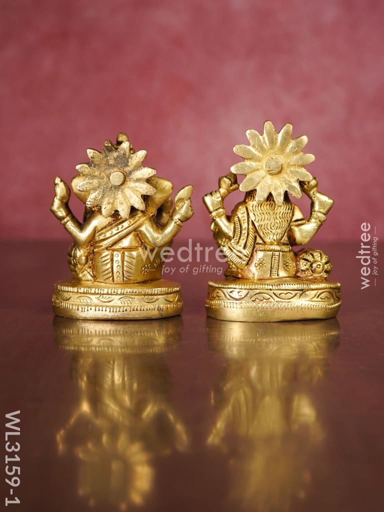 Brass Ganesh Lakshmi Idol - Set Of 2 Wl3159 Figurines