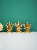 Brass Ganesh-Lakshmi-Saraswathi Idols - Wl0909 Figurines