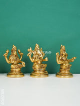 Brass Ganesh-Lakshmi-Saraswathi Idols - Wl0909 Figurines