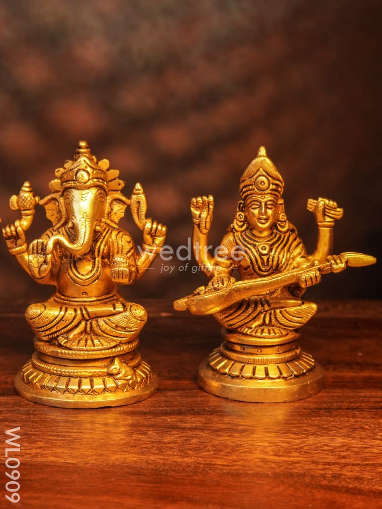 Brass Ganesh-Lakshmi-Saraswathi Idols - Wl0909 Figurines