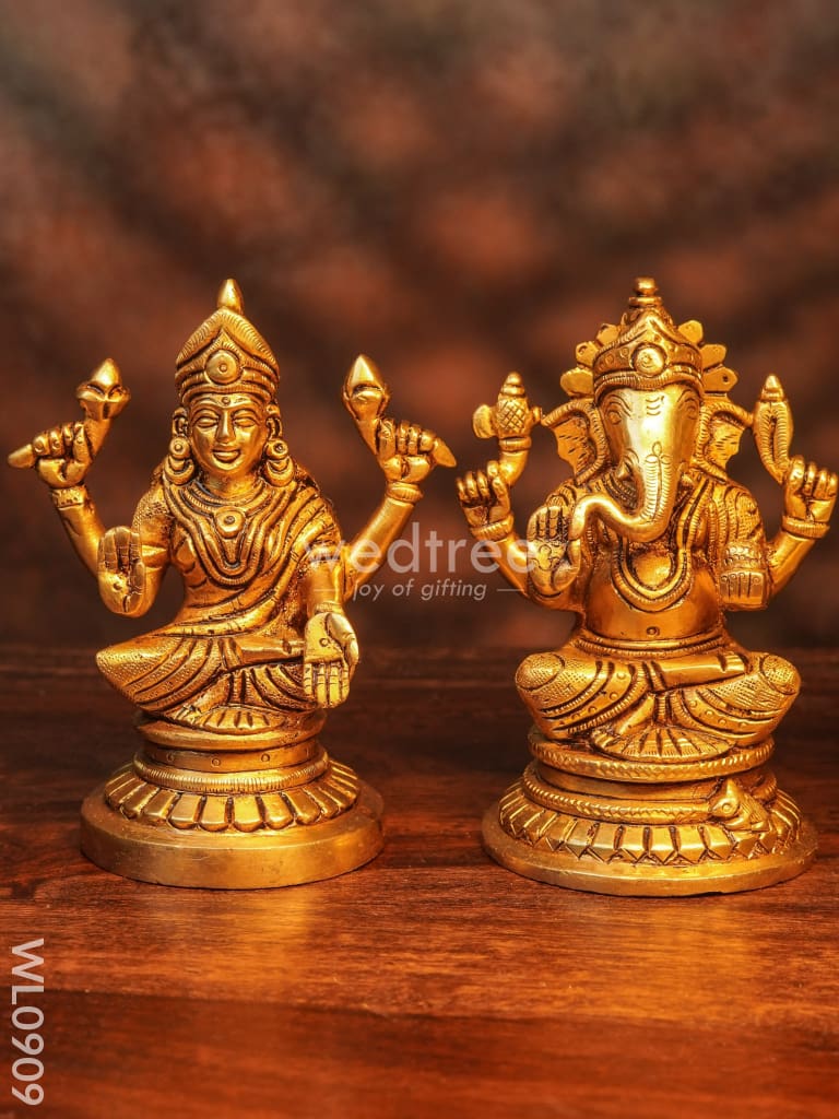 Brass Ganesh-Lakshmi-Saraswathi Idols - Wl0909 Figurines