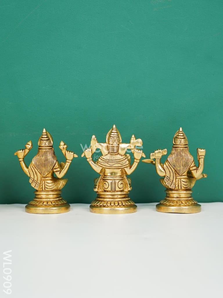 Brass Ganesh-Lakshmi-Saraswathi Idols - Wl0909 Figurines