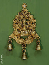 Brass Ganesh Wall Hanging With Bells (Black Antique Finish) - Wl1808 Figurines