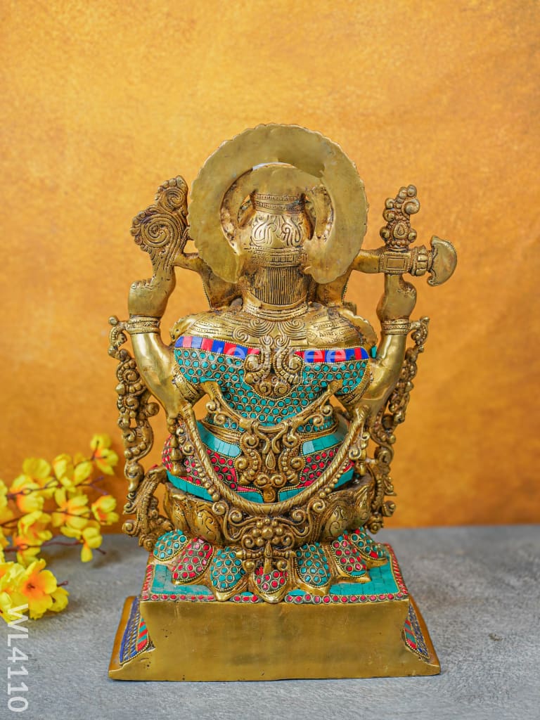 Brass Ganesha Idol With Stone Work - Wl4110 Figurines