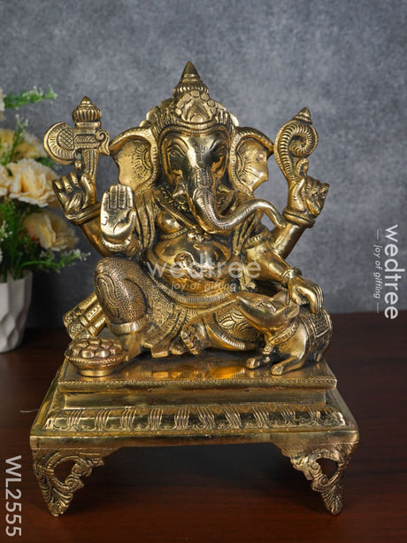 Brass - Ganesha On A Chowki Wl2555 Figurines