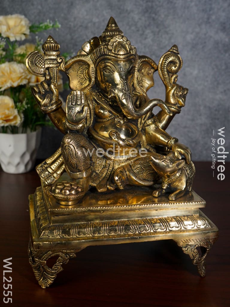 Brass - Ganesha On A Chowki Wl2555 Figurines