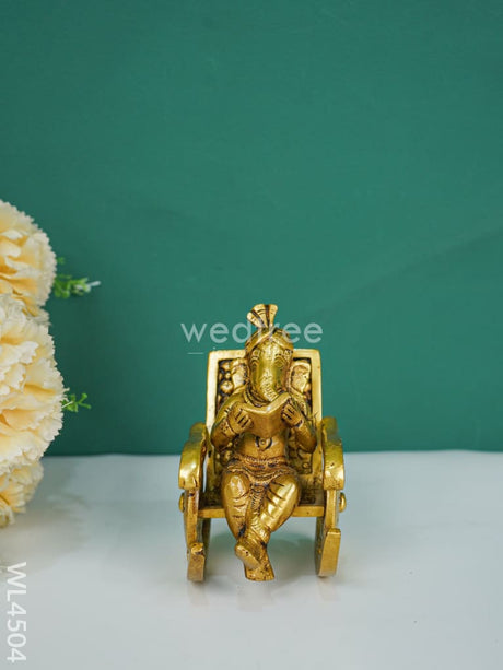 Brass Sitting Ganesha With Book - Wl4504 Figurines