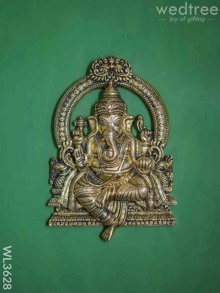 Brass Ganesha Wall Hanging - Wl3628 Figurines