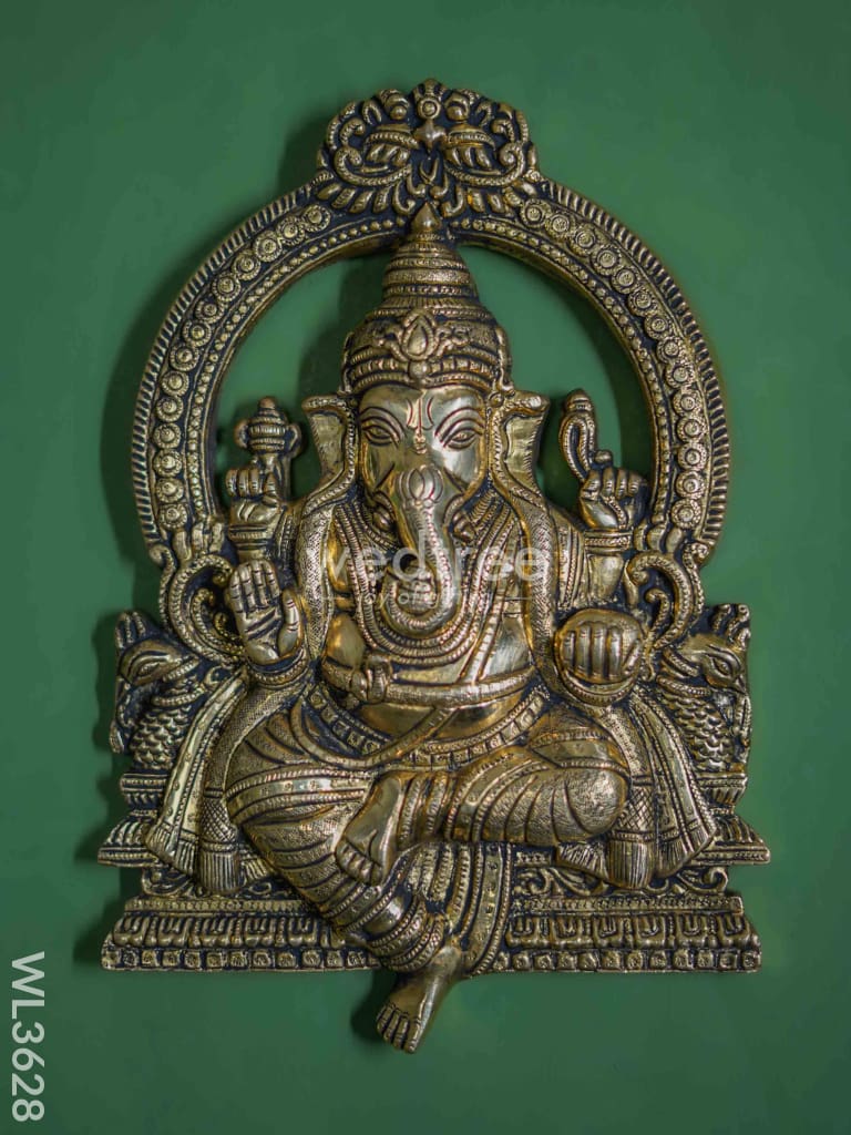 Brass Ganesha Wall Hanging - Wl3628 Figurines