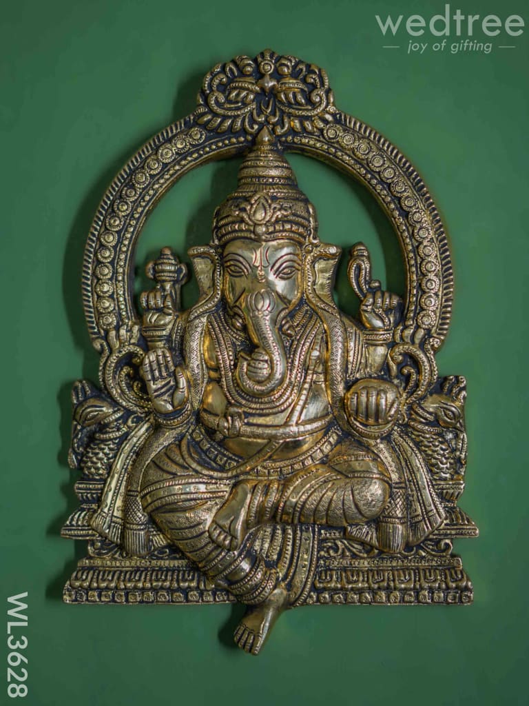 Brass Ganesha Wall Hanging - Wl3628 Figurines