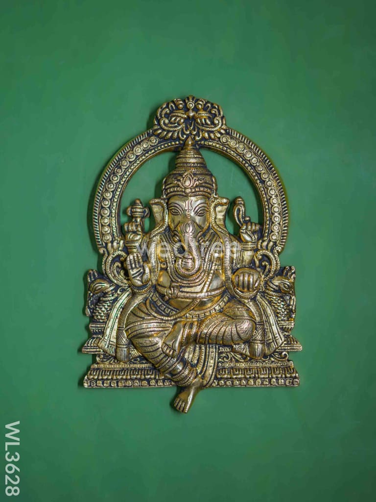 Brass Ganesha Wall Hanging - Wl3628 Figurines